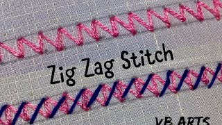 Zig Zag Stitch  Hand embroidery Stitches for beginners  Embroidery tutorial  vb Arts [upl. by Eraste]