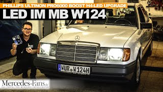 Lichtumbau Was bringen die Philips Ultinon Pro6000 Boost H4LED im Mercedes W124  Halogen vs LED [upl. by Kunz]