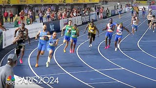 Noah Lyles anchors Team USA to heat win in mens 4x100m at World Athletics Relays  NBC Sports [upl. by Yraeht751]