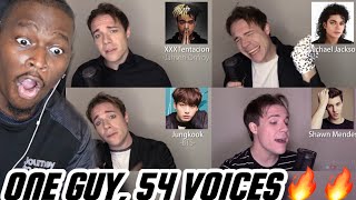 ONE GUY 54 VOICES  Famous Singer Impressions REACTION [upl. by Iew]