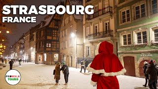 Strasbourg France Evening Tour  4K 60fps  with Captions  CHRISTMAS MARKETS [upl. by Linzer]