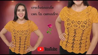 💖BLUSA HOJAS CON ABANICOS A CROCHET PARTE 1 TODAS LAS TALLAS REGALO PARA MAMA 3BONITA Y ELEGANTE [upl. by Letsyrk]