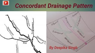 Concordant Drainage Pattern  Types of Drainage Pattern [upl. by Ehtnax299]