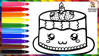 Dibuja y Colorea Un Lindo Pastel De Cumpleaños 🎂🌈 Dibujos Para Niños [upl. by Ahsropal611]