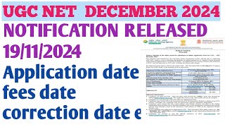 UGC NET DECEMBER 2024 NOTIFICATION I UGC NET 2024 I NTA UGC NET NOTIFICATION I UGC NET DECEMBER [upl. by Adnamahs784]