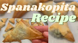 Spanakopita Triangles Recipe  Filo Dough Pastry with Spinach and Feta Cheese [upl. by Refinej]