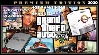 GTA 5 Athlon 200GE APU Radeon Vega 3 4gb ram single channel benchmark [upl. by Cressi]