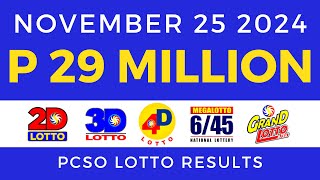 Lotto Result Today 9pm November 25 2024 PCSO [upl. by Tound]