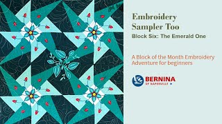 Embroidery Sampler Too Block 6  The Emerald One [upl. by Greff367]