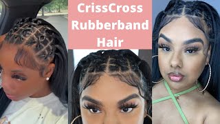 CrissCross Rubberband Hairstyle with 30 inch sewin Dearra inspired hairstyle [upl. by Leahcimaj]