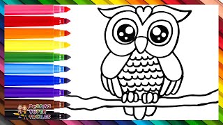 Comment Dessiner Un Hibou 🦉 Dessiner Et Colorier Un Hibou Mignon 🦉🌈 Dessins Pour Enfants [upl. by Harriman]