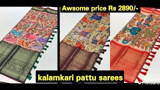 Kalamkari Bridal Sarees at best price sareecollection kalamkari kalamkariprintsarees [upl. by Bailie]