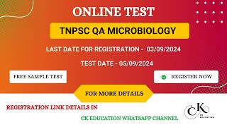 ONLINE TEST  MICROBIOLOGY  TNPSC DEPUTY MANAGER QA  CK EDUCATION [upl. by Ahab]