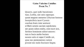 Catullus Poem No 7 Read in Latin by Sean Gabb [upl. by Maurizio]