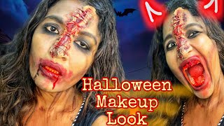 simple 😈stitched face Halloween Look 💀🥵halloween2024 halloweenlook stitchedface youtubevideo [upl. by Eiduj]