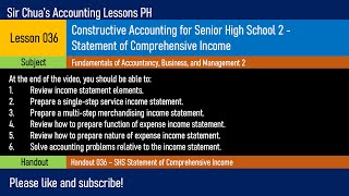 FABM2 Lesson 036  Statement of Comprehensive Income [upl. by Eelan]