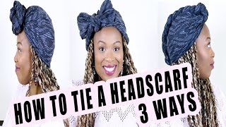 TIE A HEAD SCARF 3 WAYS BRAIDS TWISTS LOCS💙 [upl. by Rabaj256]