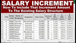 salary Increment sheet format in excel with formula [upl. by Ahsimat]