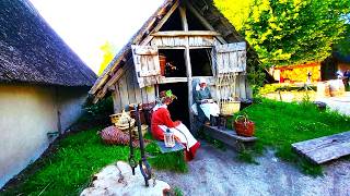 Medieval village Ancient crafts Basketmakers house Beekeepers house Netherlands in Archeon [upl. by Ballman]