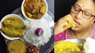 Big Bites BhatMisti Kumro BotiMusur DalSorputi SorsheOmlette Tarkari  ASMR Bengali Eating Show [upl. by Eizzik]