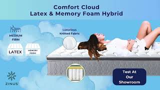 Zinus Comfort Cloud Latex amp Memory Foam Hybrid Pocket Spring Mattress At Sleep Space Singapore [upl. by Alleahcim]