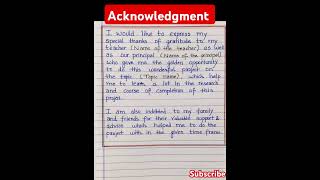 Acknowledgment l acknowledgment for project l how to write acknowledgment for project [upl. by Novia929]