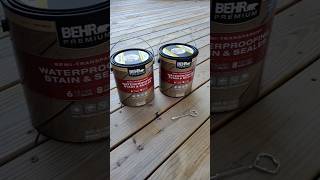 BEHR Premium semitransparent stain and sealer  deck update 1 year later deck diy [upl. by Ariaz]