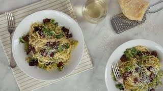 Brussels Sprouts and Bacon Pasta Everyday Food with Sarah Carey [upl. by Todhunter]