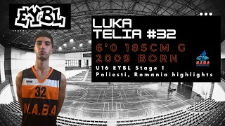 Luka Telia 185cm 6’0 2009 Born EYBL U16 Highlights Poleisti  Romania 2024 [upl. by Cirde]