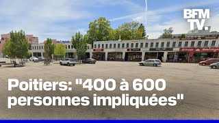 Fusillade à Poitiers quotdes centaines de personnes impliquéesquot et au moins cinq blessés par balles [upl. by Brina]