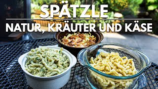 Dreierlei Spätzleteig  Spätzle selber machen mit der Spätzlepresse  Käsespätzle und Kräuterspätzle [upl. by Pepin289]