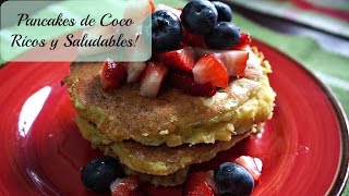 RECETA PANCAKES DE COCO FACILSALUDABLES [upl. by Nipsirc]