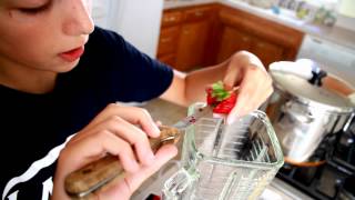 How to make a StrawberryBanana Smoothie [upl. by Moorish]