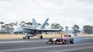 Daniel Ricciardo Drag Races F1 Car vs FA18 Hornet ✈️ [upl. by Boor695]