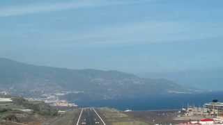 COCKPIT VIEW OF APPROACH AND LANDING AT LA PALMA AIRPORT CANARY ISLANDS [upl. by Naerad]