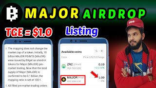 Major Airdrop TGE  Major Value  14  Major New updates Major snapshot Major New Airdrop 💵 [upl. by Ragan]