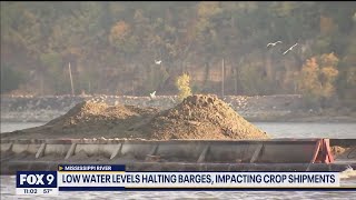 Barges getting stuck on Mississippi River amid drought [upl. by Nigen]