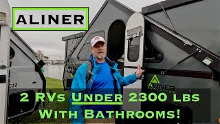 2 Aliner Lightweight Pop Up Camper Caravans w Bathrooms  Low Profile Easy Tow Travel Trailers [upl. by Ettenuahs5]