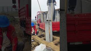 The process of lowering cement water wall pipe Good tools and machinery make work easy [upl. by Airamana]