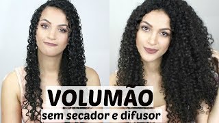 VOLUME NO CABELO CACHEADO SEM O USO DO SECADOR E DIFUSOR [upl. by Leirza]