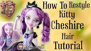 How To Restyle Ever After High Kitty Cheshire Doll Hair Tutorial  Twist Curls [upl. by Ahsaercal]