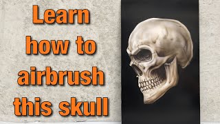 ⚫️ Raw  Airbrushing a simple skull using AirShot templates [upl. by Ahsitan]