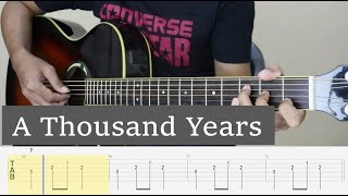 A THOUSAND YEARS  Christina Perri  Fingerstyle Guitar Tutorial TAB [upl. by Derian]