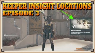 Assassins Creed Odyssey Fate of Atlantis  All Keepers Insights Locations in Episode 3 [upl. by Ysor]