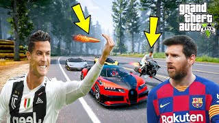 RONALDO ÇİNDEN GELEN MERMİDEN HIZLI MOTORLA MESSİNİN PAHALI SÜPER ARABALARIYLA YARIŞIYOR  GTA 5 [upl. by Browne560]