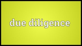 Due diligence Meaning [upl. by Lemhaj]