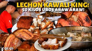 WALANG tigil ang tao LECHON KAWALI ni MANG LARRY Sold out ang mahigit 50 KILOS kada araw SARAP [upl. by Kerek]