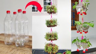 How to make an amazing vertical garden using plastic bottles  Hanging plant pots  Gardening ideas [upl. by Blondell]