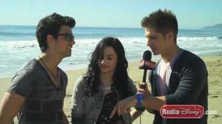 Demi Lovato amp Joe Jonas on the Set of quotMake A Wavequot Video  Celebrity Take with Jake [upl. by Sima]