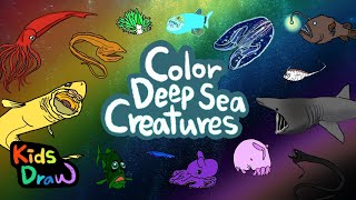 Color Deep Sea Animals  Lets learn different colors with deep sea creatures  Kids Draw [upl. by Elissa]